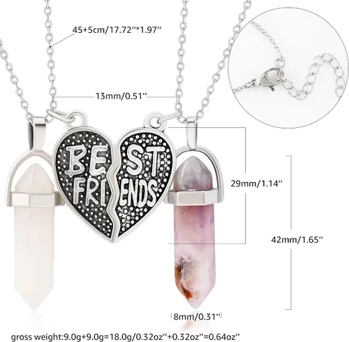 Miniatura 6 de BONJOULRY Collares de amistad de cristal a juego para parejas para mejores amigos con dije magnético de corazón, para mujeres y hombres, delicada