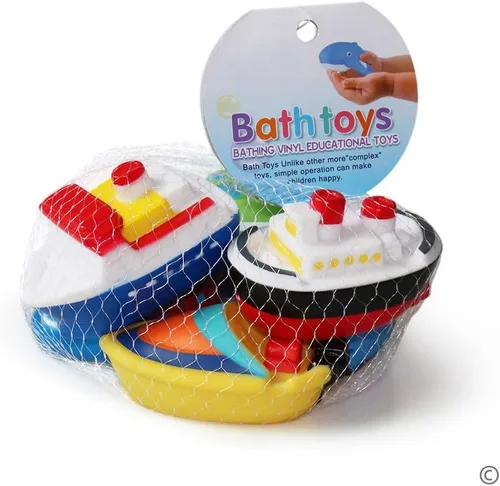Miniatura 7 de Juguetes flotantes de baño para bañera (6 unidades), juguetes de barco de baño suaves para bebés, juguetes de agua de aprendizaje de bañera