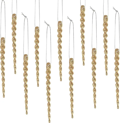 Miniatura 11 de 30 piezas de carámbanos de plástico trenzados para árbol de Navidad; adornos colgantes para árbol de Navidad, fiesta de Navidad, boda, fiesta