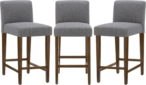 Miniatura 22 de CHITA Juego de 2 taburetes de bar de altura de mostrador, taburetes de bar tapizados de altura de asiento de 27 pulgadas, cuero sintético en negro