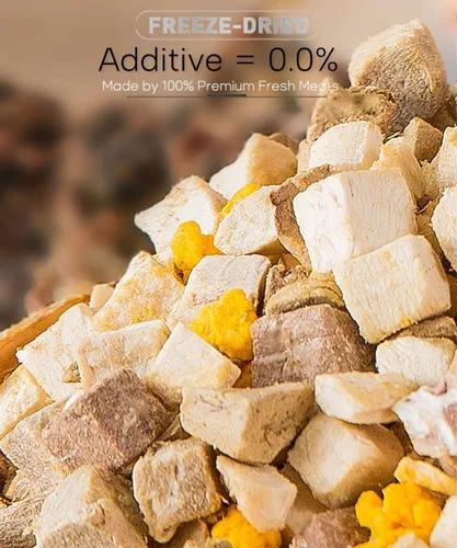 Miniatura 6 de Golosinas liofilizadas para gatos y perros, 8 onzas, pollo+pato+yema de huevo, aperitivos de carne 3 en 1, alto contenido de proteínas