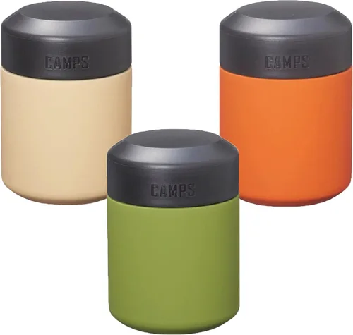 CAMPS Insulated Food Jar, Stainless Steel, Soup Bottle, 10.1 fl oz (300 ml), Orange, Beige, Green