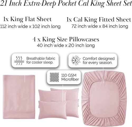 Miniatura 207 de Southshore Fine Living, Inc. Juego de 7 piezas de sábanas King divididas para cama ajustable, juego de sábanas King divididas con bolsillo de 21