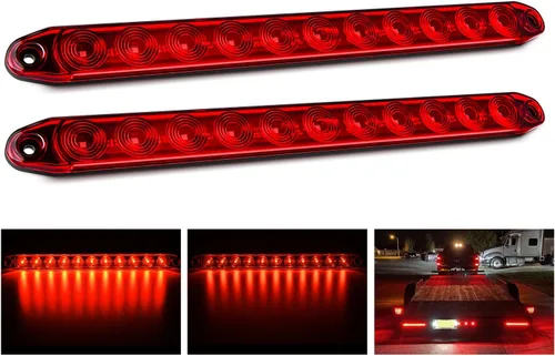 Nilight - TL-10 2 piezas 16 pulgadas 11 LED rojo remolque barra de luz para parada de estacionamiento intermitentes luz de freno trasera compatible