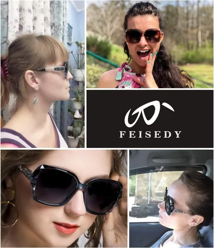 Miniatura 45 de FEISEDY - gafas de sol polarizadas para mujer, marco compuesto brillante B2289