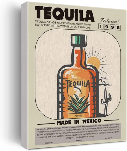 Divertida impresión en lienzo de cóctel para decoración de pared de tequila, 12 x 15 pulgadas, decoración moderna para el hogar, cocina, bar
