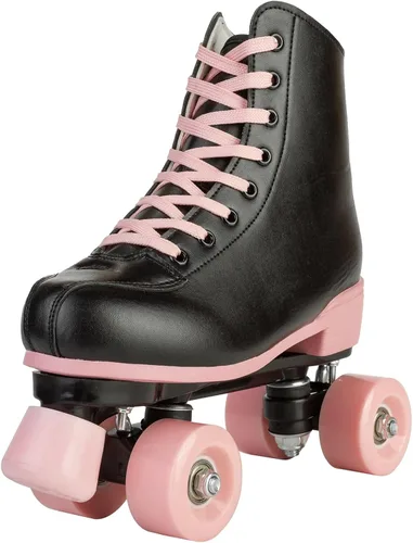 Miniatura 7 de YYW - Patines de ruedas para niñas con luces, para jóvenes y niños, patines de doble fila en negro y rosa, para niñas de 8 a 12 años