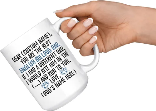 Miniatura 4 de Taza personalizada de Bulldog Inglés para papá, Bulldog británico, taza para papá de bulldog inglés, regalo del dueño de Bulldog Inglés (15 onzas)