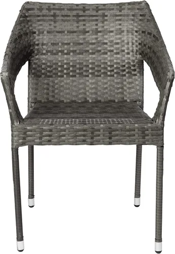 Miniatura 7 de BizChair Silla de patio de grado comercial, silla de comedor apilable de mimbre de ratán PE para todo tipo de clima, gris
