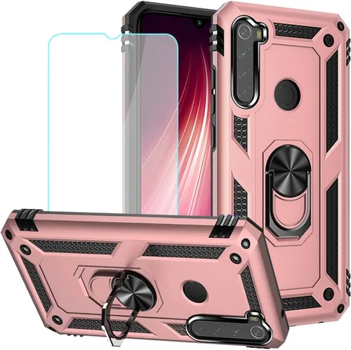 Funda para Redmi Note 8 (2019/2021) M1908C3JH con protector de pantalla de vidrio templado, [grado militar] [anillo de metal] [soporte magnético]
