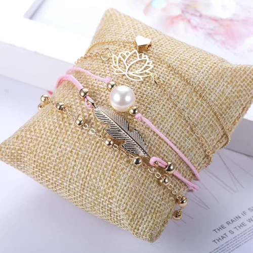 Miniatura 5 de YADOCA 20 Pcs Layered Bracelet Set for Women Multiple Stackable Wrap Bangle Turtle Pineapple Arrow Feather Lotus Assorted Beaded Bracelets