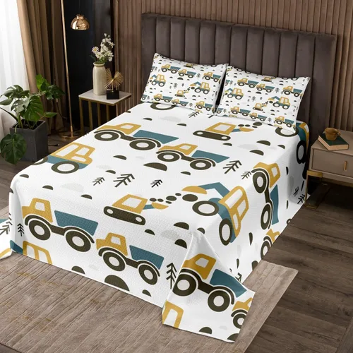 Miniatura 19 de Feelyou Colcha acolchada de diseño de dibujos animados para niños, equipamiento para niños, camiones, juego de colcha transpirable, diseño