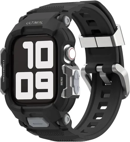 Miniatura 18 de ULTIMAL - Correa resistente con estuche para Apple Watch Ultra 3/2/1 (49 mm) y SE 3/2/1 y Series 11 10 9 8 7 6 5 4 (46 mm/45 mm/44 mm), correa Negro