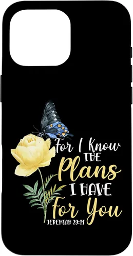 Miniatura 19 de iPhone 16 Christian Bible Verse Butterfly Rose Flower Jeremiah 29:11 Case