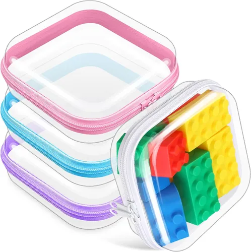 Miniatura 32 de Hoolerry 4 piezas de estuches rígidos transparentes con cremallera, bolsas de maquillaje, estuche de plástico para lápices, contenedores de caja