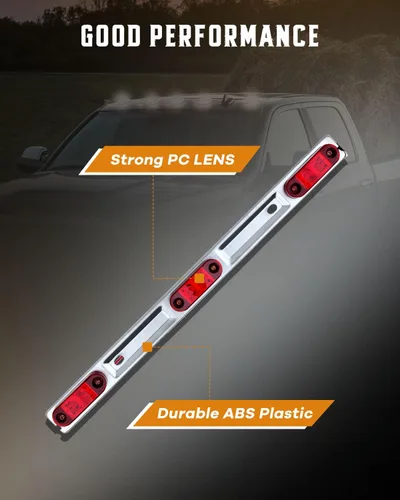 Miniatura 5 de cciyu Barra de luz trasera para remolque de 15" Pulgadas con 9 LED, 3 luces rojas, barra indicadora de señalización de identificación ID, tira LED