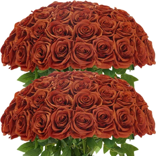 Miniatura 38 de Carlita's Blooms 15 piezas Rosas Falsas Flores Artificiales de Seda Flor Rosa Falsa Tallos Largos Ramo para Arreglo Centro de Mesa de Boda Fiesta