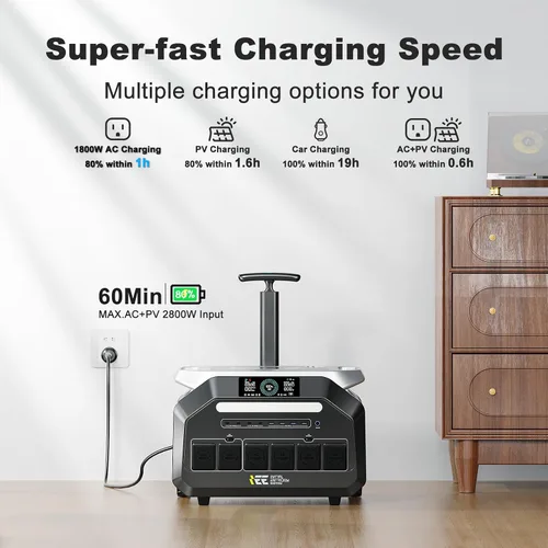 Miniatura 3 de Estación de energía portátil IEE de 3200 W P3200, generador solar de 2048 Wh, carga de CA de 1800 W y carga solar de 1000 W, estación de energía