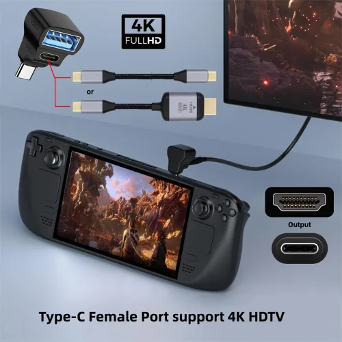 Miniatura 3 de 10Gbps USB3.0 tipo C macho a OTG dual tipo-A y tipo-C hembra divisor de alimentación y datos con ángulo compatible con Steam Deck portátil