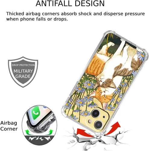Miniatura 4 de Funda con diseño de flores de gato para iPhone 13 Mini, diseño estético de animales lindos, funda completa de TPU suave para iPhone 13 Mini Flor