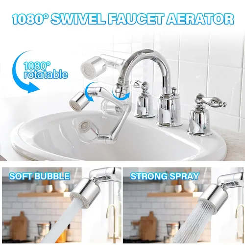 Miniatura 4 de Filtro de agua para grifo de fregadero, extensor de grifo giratorio de 1080°, elimina el cloro, el sabor, el olor, alivia más del 99% la piel seca