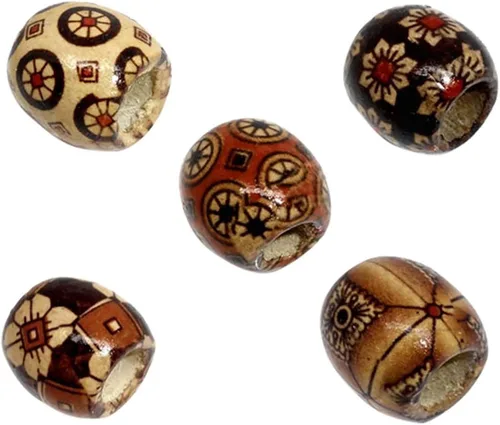 Housweety cuentas espaciadoras de madera de percusión, pintadas, mezcladas, 100 unidades de 17 x 16 mm + brazalete gratis