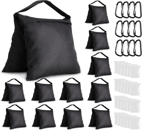 Miniatura 9 de Aimosen Bolsas de arena de 210 libras, 4 paquetes de bolsas de arena grandes y resistentes con cremallera y correas para toldos de playa, camping