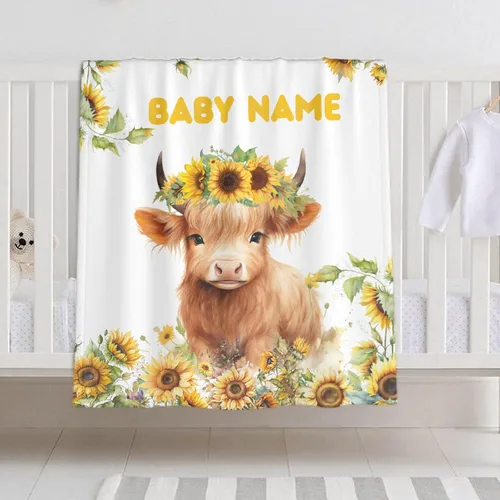Miniatura 32 de Manta de bebé personalizada para niñas y niños, manta de bebé personalizada con nombre de bosque de animales para niños pequeños, baby shower