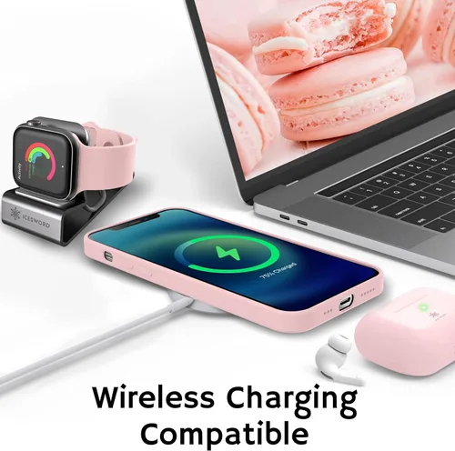 Miniatura 6 de IceSword Funda compatible con iPhone 13 Mini, color rosa arena, fundas de silicona ultra delgada, a prueba de golpes, suave, de 5.4 pulgadas