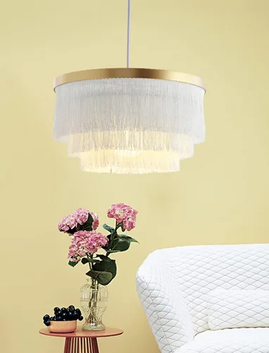 Miniatura 5 de Lámparas colgantes románticas nórdicas con borlas y lámparas de techo modernas creativas de 3 niveles en blanco
