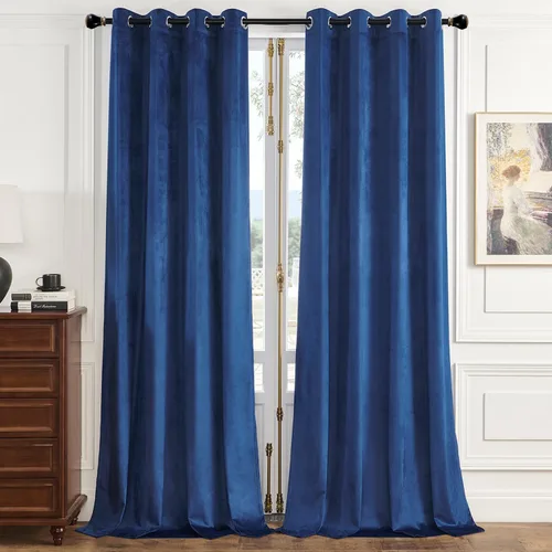 ChrisDowa Cortinas de terciopelo, 96 pulgadas de largo, juego de 2 paneles, aislamiento térmico, oscurecimiento de la habitación, cortinas de