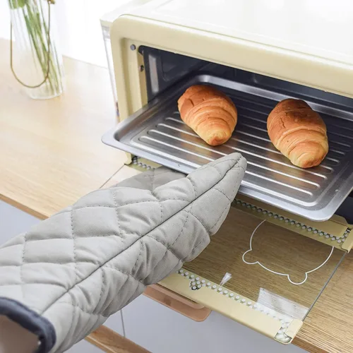 Miniatura 4 de ARCLIBER Guantes para Horno 1 Par con Forro de Algodón de Tela de Rizo Acolchada, Extra Largos Profesionales Clásicos Resistentes al Calor para Gris