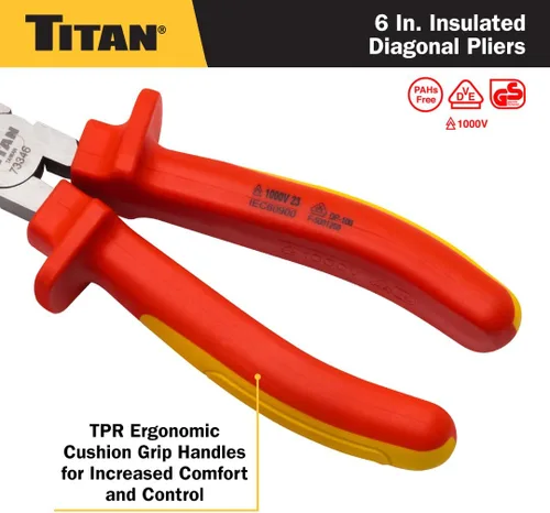 Miniatura 5 de Titan 73346 Alicates diagonales aislados VDE de 6 pulgadas