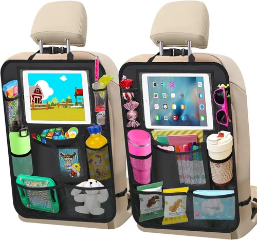 Miniatura 17 de Organizador de asiento trasero de automóvil, paquete de 2 organizadores de asiento trasero de automóvil con soporte para tableta de 11 pulgadas, 10