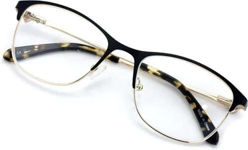 Miniatura 2 de Gafas de lectura con montura óptica de media montura para mujer, diamantes de imitación, lentes transparentes, lentes de metal, color dorado