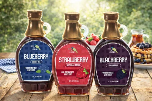 Miniatura 3 de Green Jay Gourmet Jarabe de arándanos sin azúcar, jarabe de desayuno premium sin azúcar con arándanos frescos y jugo de limón, jarabe de panqueques
