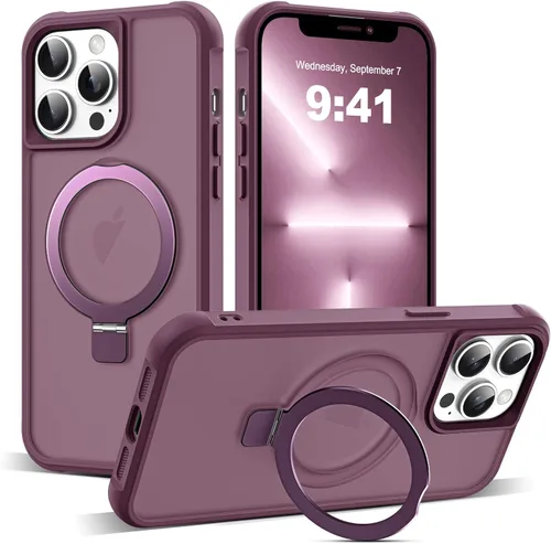 Miniatura 33 de SKYLMW – Funda compatible con iPhone 12 Pro Max y iPhone 13 Pro Max con soporte magnético invisible tipo anillo, fundas translúcidas para teléfonos