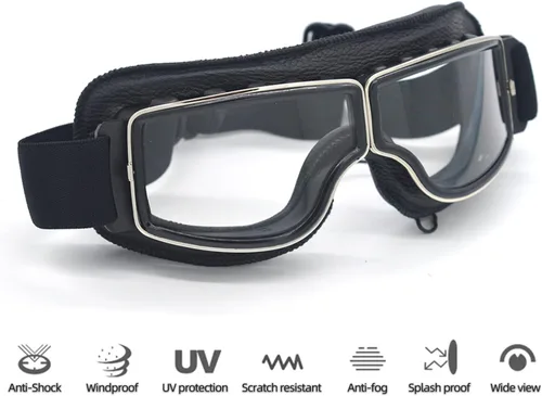 Miniatura 2 de Gafas de Motocicleta Vintage Antiarañazos Gafas de Scooter Esquí para Hombres Mujeres Adultos