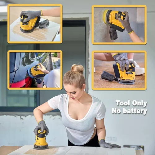 Miniatura 5 de Lijadora orbital aleatoria para batería DEWALT de 20 V, lijadora manual orbital de velocidad variable de 5 pulgadas con colector de polvo para lijar