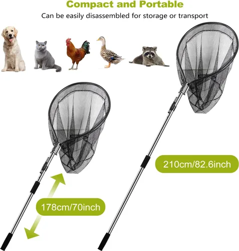 Miniatura 7 de Poste de red para captura de perros, red de captura de animales, herramienta de control de vida silvestre, red de aterrizaje de peces grande