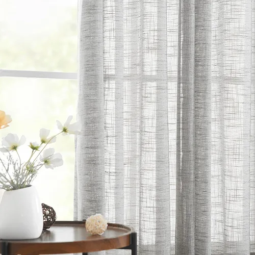 Miniatura 18 de Treatmentex Cortinas de Lino Semi Transparentes Naturales de 84 Pulgadas de Largo, Cortinas de Mezcla Country Falx para Sala de Estar, Casa