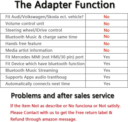 Miniatura 3 de Yoper Kit Bluetooth compatible con Mercedes-Benz MMI adaptador de interfaz de coche iPhone Android iPod integración música conector AUX