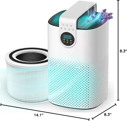 Miniatura 7 de HEPA-13 Purificador de aire con difusor de aceite esencial, para el hogar, habitación grande de hasta 1120 pies cuadrados, resistente para alergias