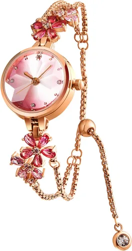 Miniatura 15 de TIME100 Reloj de pulsera para mujer, de cuarzo, con esfera verde, bisel con cristales en el movimiento, correa de pulsera con diamantes, resistente