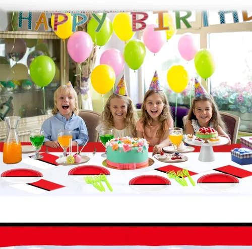 Miniatura 4 de Los suministros de fiesta de cumpleaños de animación de dibujos animados incluyen 20 platos y 20 servilletas y mantel de 71 x 42 pulgadas, vajilla
