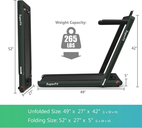 Miniatura 6 de GYMAX Caminadora plegable de 2.25 HP con pantalla LED, control remoto e inteligente de aplicaciones, 2 en 1 para debajo del escritorio, caminadora