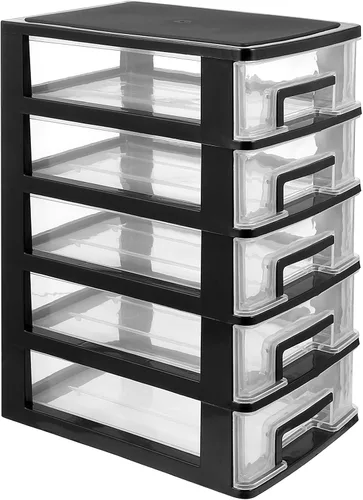 Miniatura 10 de Gabinete de almacenamiento Estante de almacenamiento de múltiples capas tipo cajón armario Negro