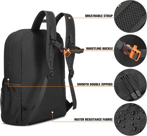 Miniatura 4 de G4Free Mochila ligera plegable de 30L para viajes de senderismo, mochila plegable resistente al agua para hombres y mujeres (negro)