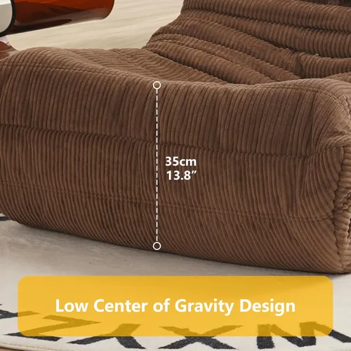 Miniatura 7 de N&V Sofá de suelo sin brazos de mediados de siglo, silla de pana suave de alta calidad, silla decorativa de espuma para sala de estar, dormitorio
