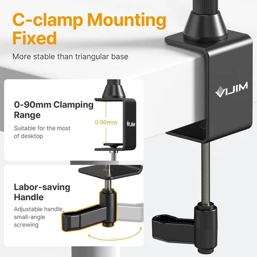 Miniatura 8 de JUSMO LS15 Pro Soporte de Escritorio para Cámara, Plataforma de Montaje de Cámara Aérea de Aluminio, Poste de Mesa Multidispositivo para Montar
